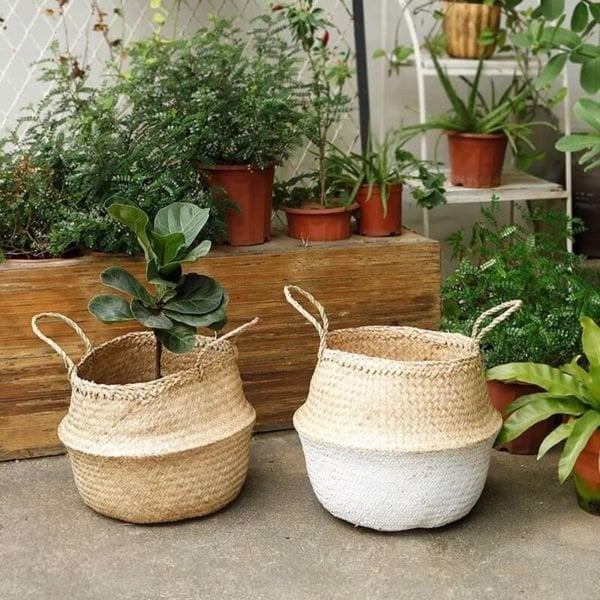 Handwoven Rattan Planter Basket - Natural Style for Modern Green Living