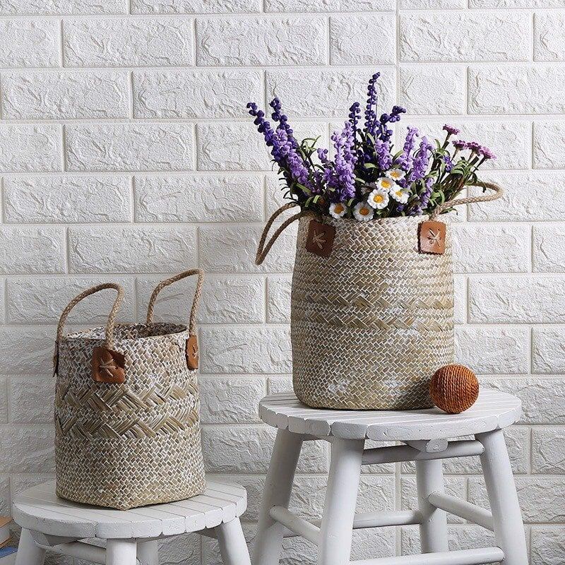 Handwoven Rattan Planter Basket - Natural Style for Modern Green Living