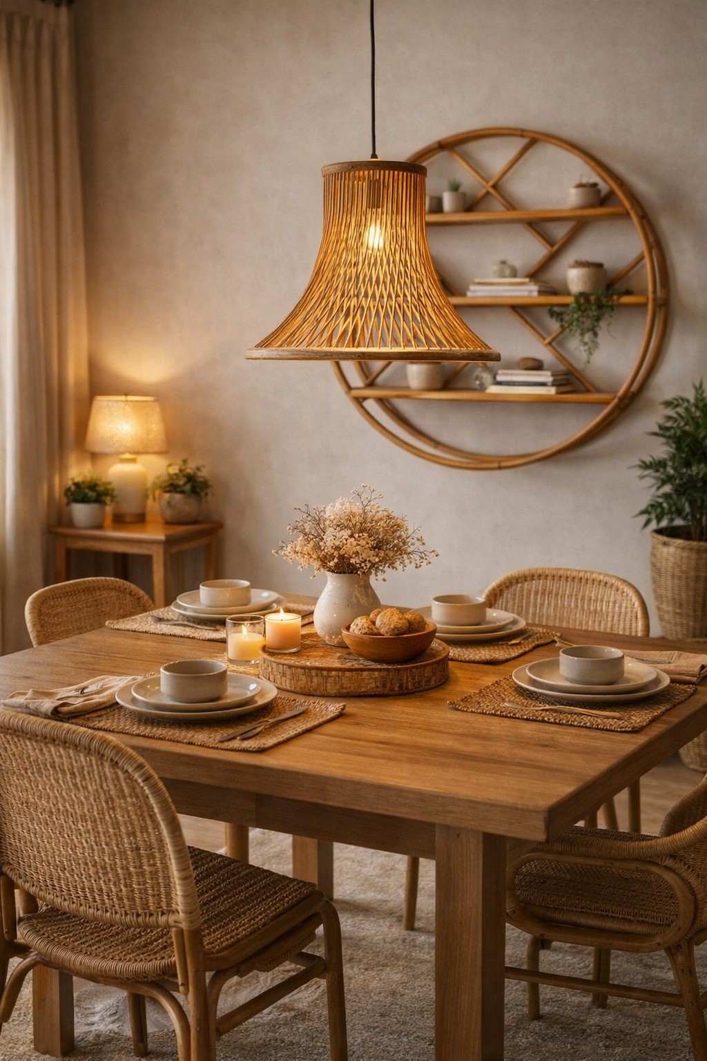 Handwoven Rattan Pendant Lamp - Natural Lighting for Modern Interiors