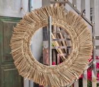 Handwoven Rattan Wall Mirror - Natural Style for Modern Interiors
