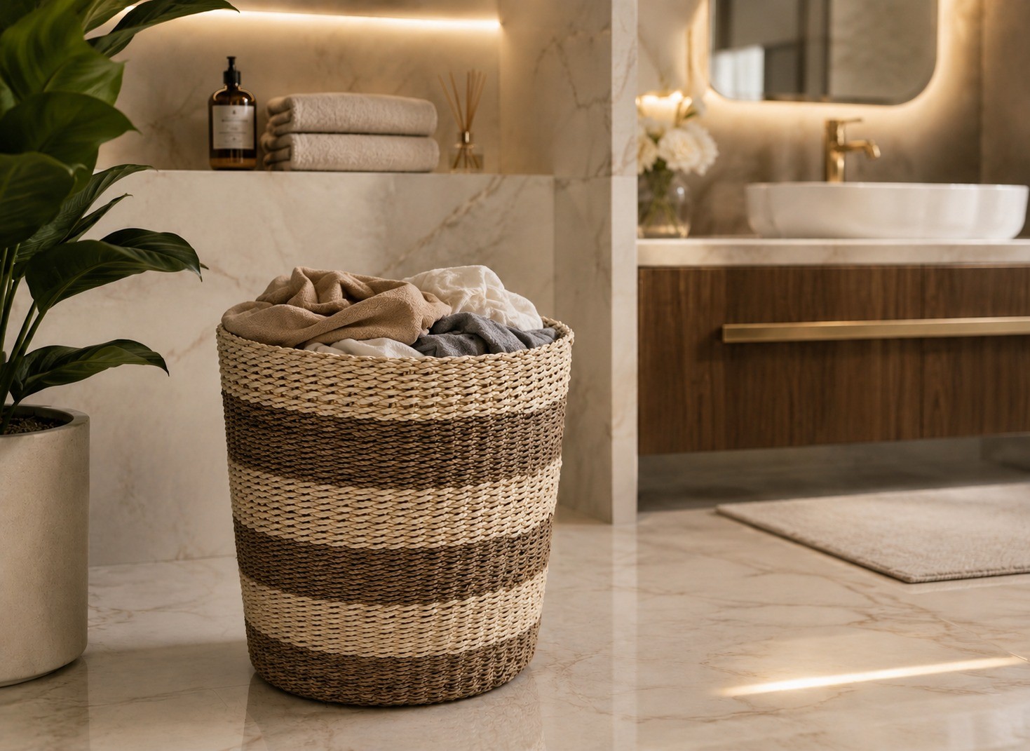 Rattan Laundry Storage Basket Natural Organization for Modern Homes
