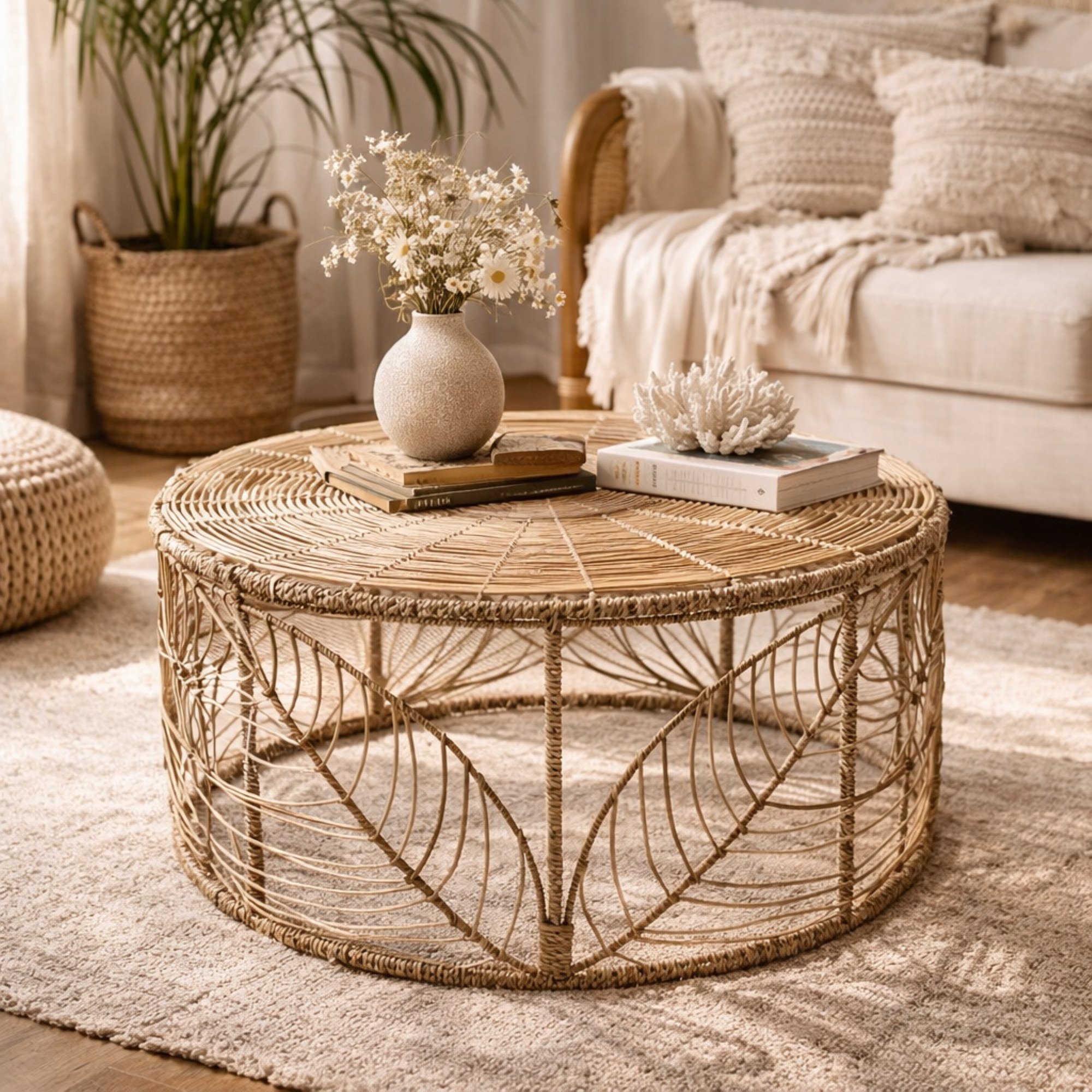 Elegant Rattan Woven Table Natural Craft for Stylish Livin